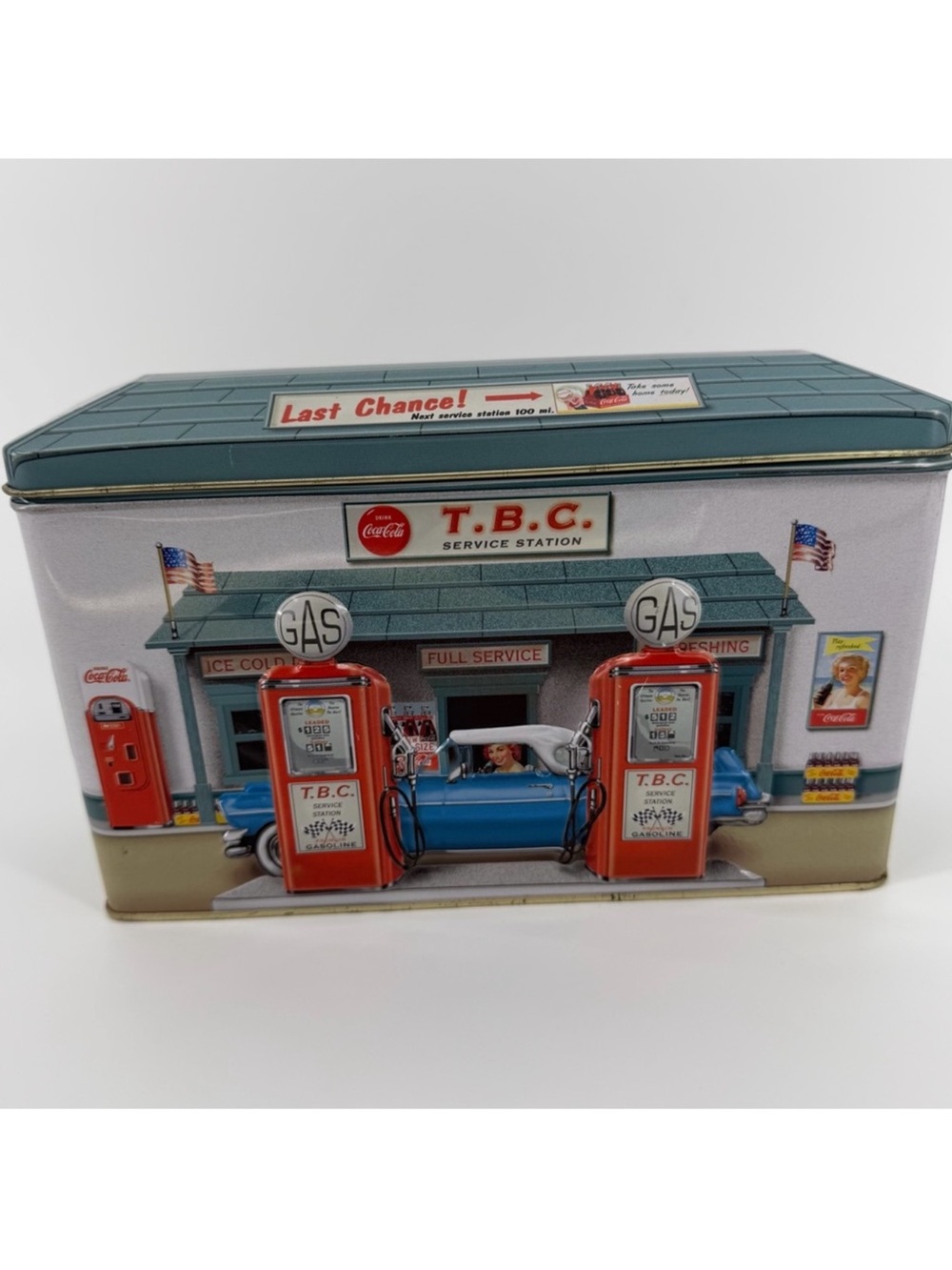 Vintage Style Coca-Cola T.B.C. Service Station 3D Collectible Tin Box, 1990s